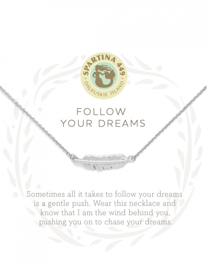 Sea La Vie Necklace Follow Your Dreams/Feather Silver