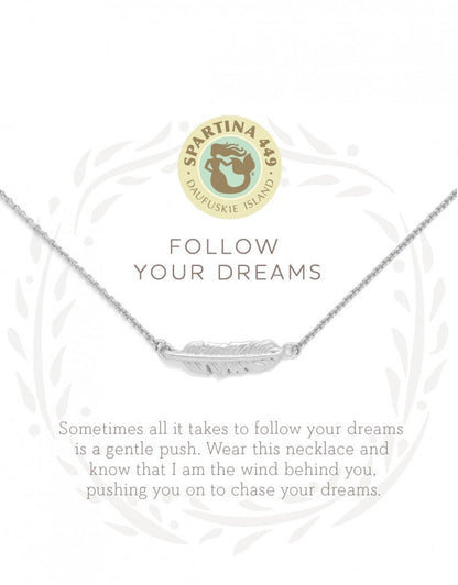 Sea La Vie Necklace Follow Your Dreams/Feather Silver