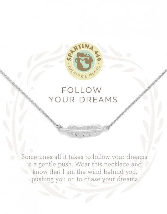 Sea La Vie Necklace Follow Your Dreams/Feather Silver