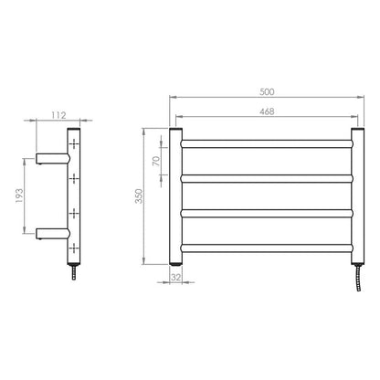 Secador de Toallas Eléctrico 4 Barras Blanco