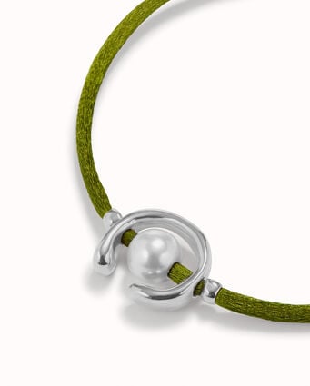 Ser Diferente Green Cord Silver w/Pearl Bracelet