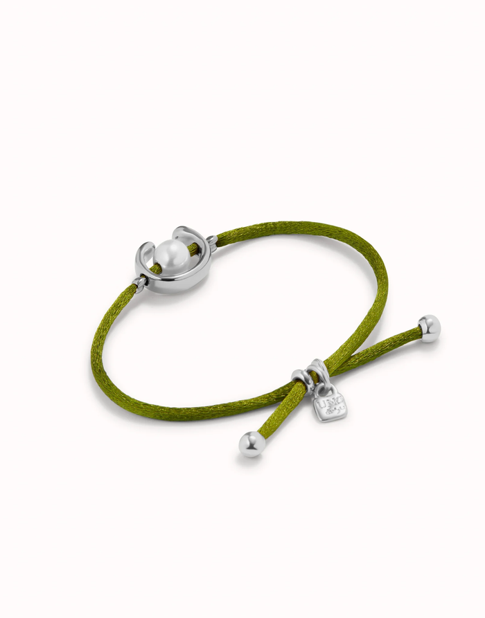 Ser Diferente Green Cord Silver w/Pearl Bracelet