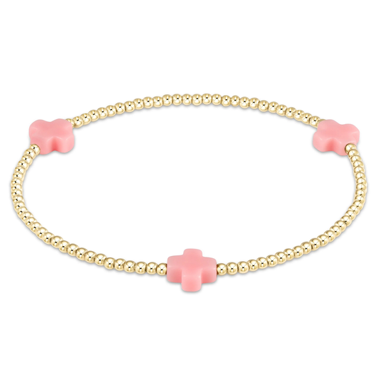 Signature Cross Gold 3mm Bracelet Pink