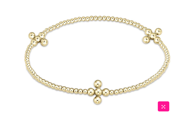 Signature Cross Gold Pattern 2.5mm Bead Bracelet 4mm Bead Gold