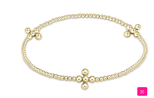 Signature Cross Gold Pattern 2.5mm Bead Bracelet 4mm Bead Gold