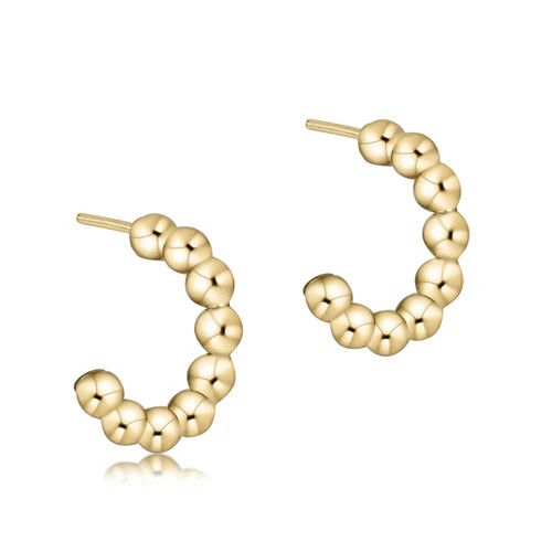 Simplicity Beaded 1in Post Hoop 4mm Earrings Gold
