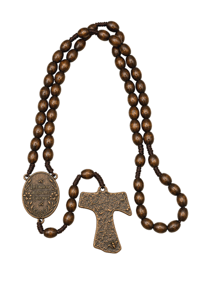 St. Francis Tau Maple & Bronze Rosary - Handmade in Scotland