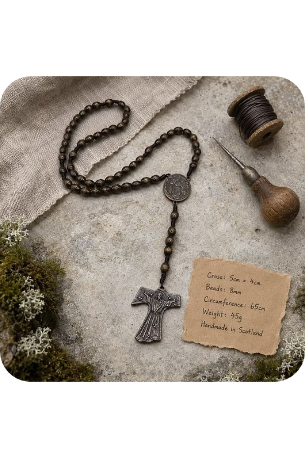St. Francis Tau Maple & Bronze Rosary - Handmade in Scotland