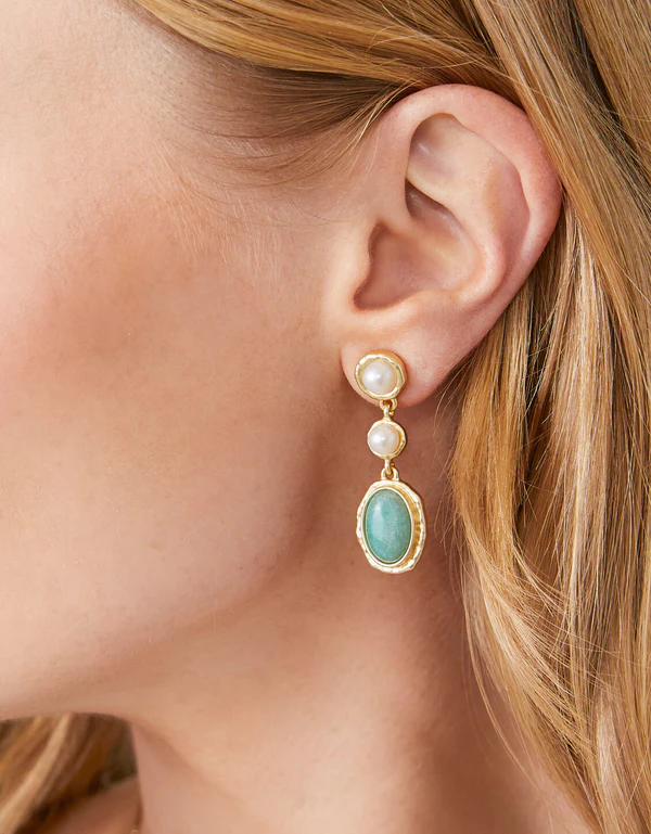 Summer Earrings Pearl/Amazonite
