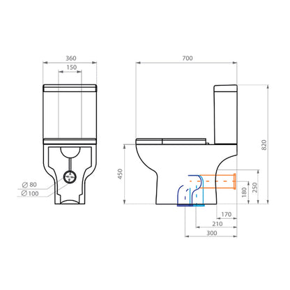 Taza WC Acros Plus con Fijaciones - Salida Dual (Vertical y Horizontal)