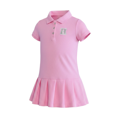 Toddler Caroline dress, pink with white H