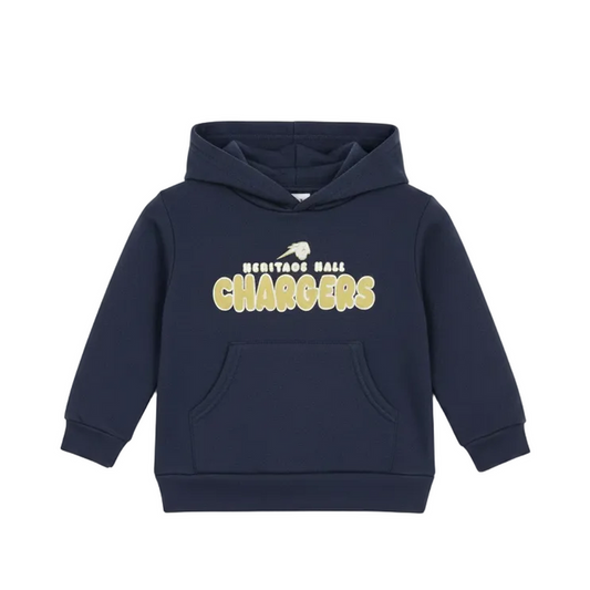 Toddler Hoodie, navy, Hhall Chargers with horse logo