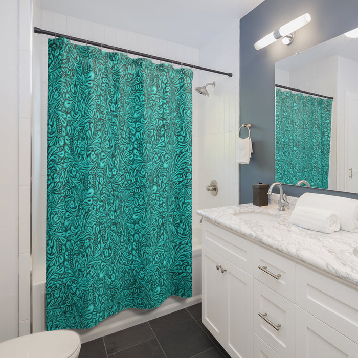 Toolin Turquoise Shower Curtain