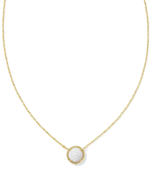 Volleyball Pendant Necklace Gold White Mother of Pearl