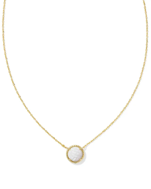 Volleyball Pendant Necklace Gold White Mother of Pearl