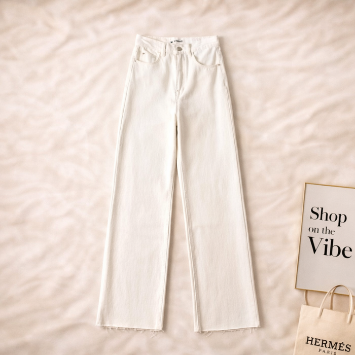 WHITE WIDE LEG JEANS
