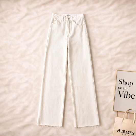WHITE WIDE LEG JEANS