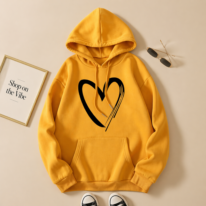 YELLOW HOODIE SHREDED HEART