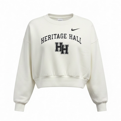 Youth Nike Boxy Crew, white, HHall stacked Hs logo