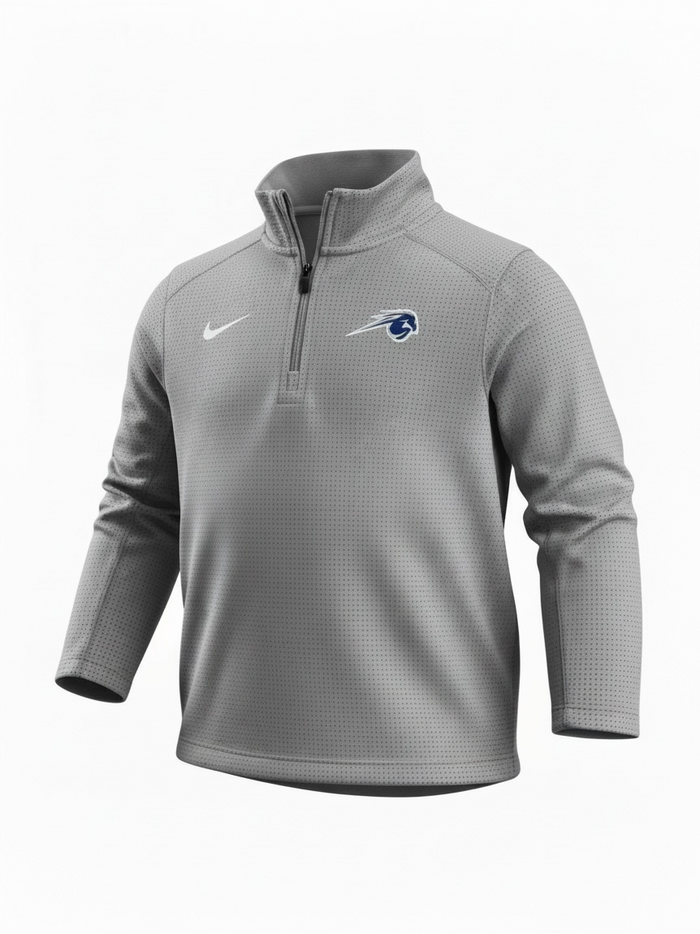 Youth Dri-FIT 1/4 Zip, grey, Charger horse logo